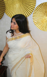 Load image into Gallery viewer, Minnal - മിന്നൽ (Traditional Onam Kasavu Saree)
