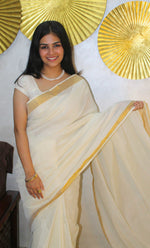 Load image into Gallery viewer, Minnal - മിന്നൽ (Traditional Onam Kasavu Saree)
