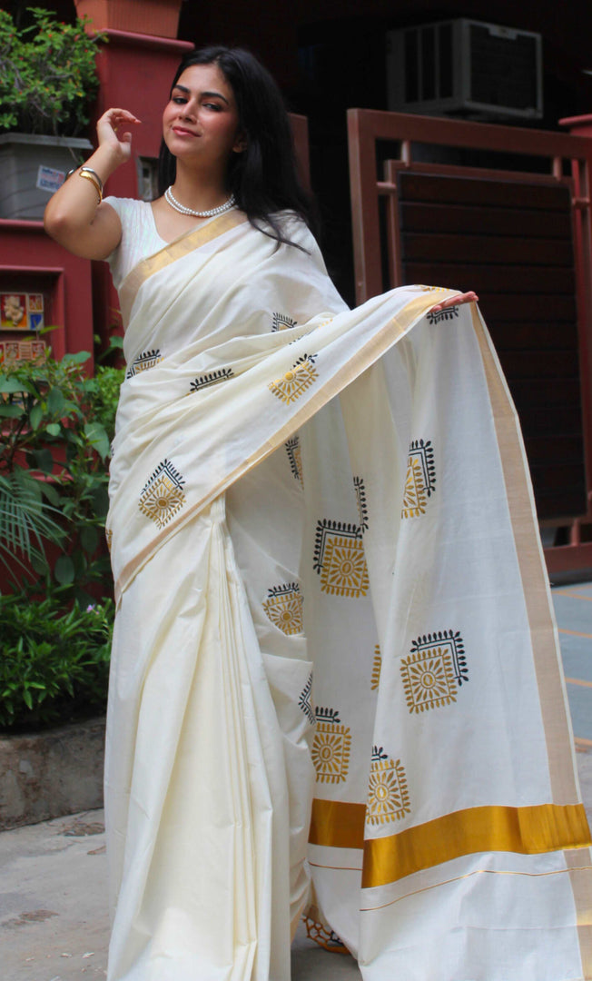 Shilpam - ശിൽപം (Traditional Kerala Cotton Saree)