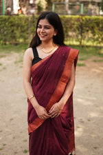 Load image into Gallery viewer, Shiny Maroon (Khadi Handloom Pure Cotton)
