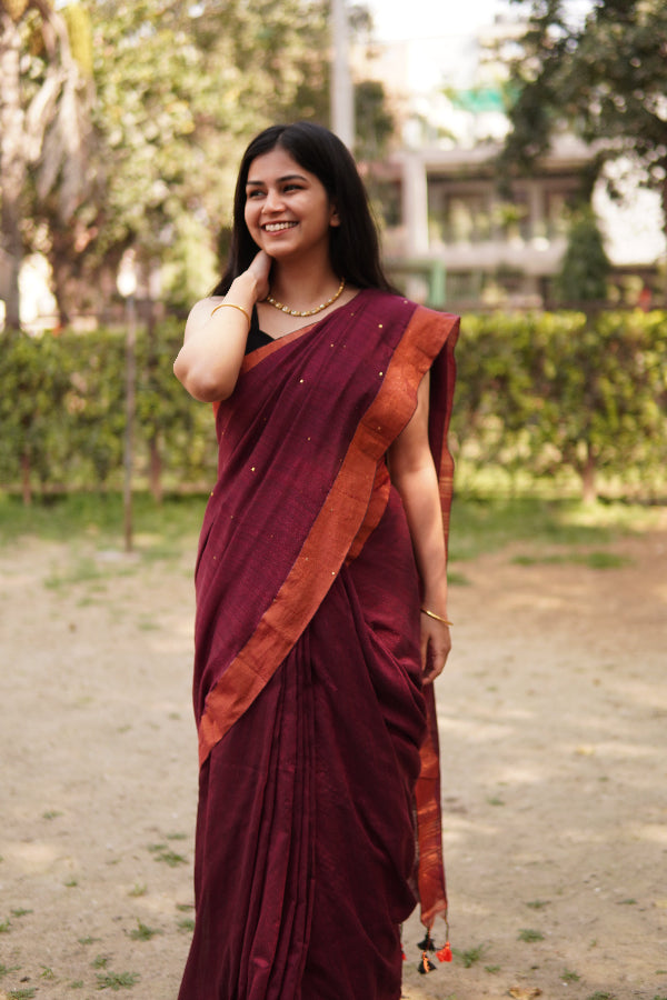 Shiny Maroon (Khadi Handloom Pure Cotton)