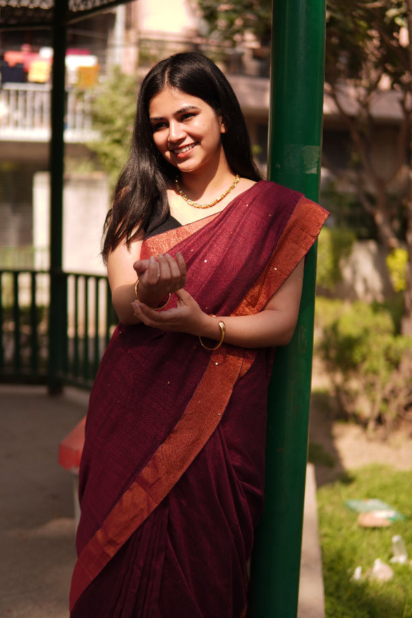 Shiny Maroon (Khadi Handloom Pure Cotton)