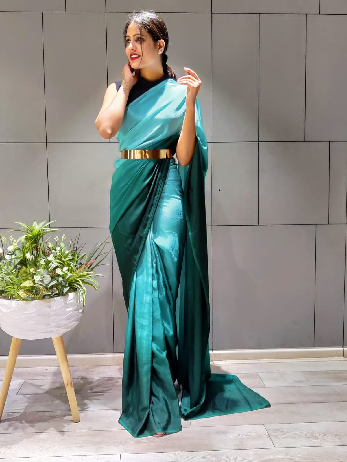 Teal Green (1 Minute Ready To Wear Saree)