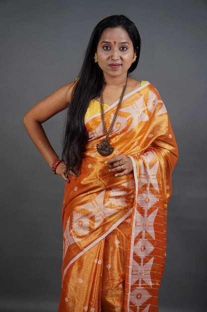 Orange Shine - (Pure Tissue Khadi Handloom Saree)