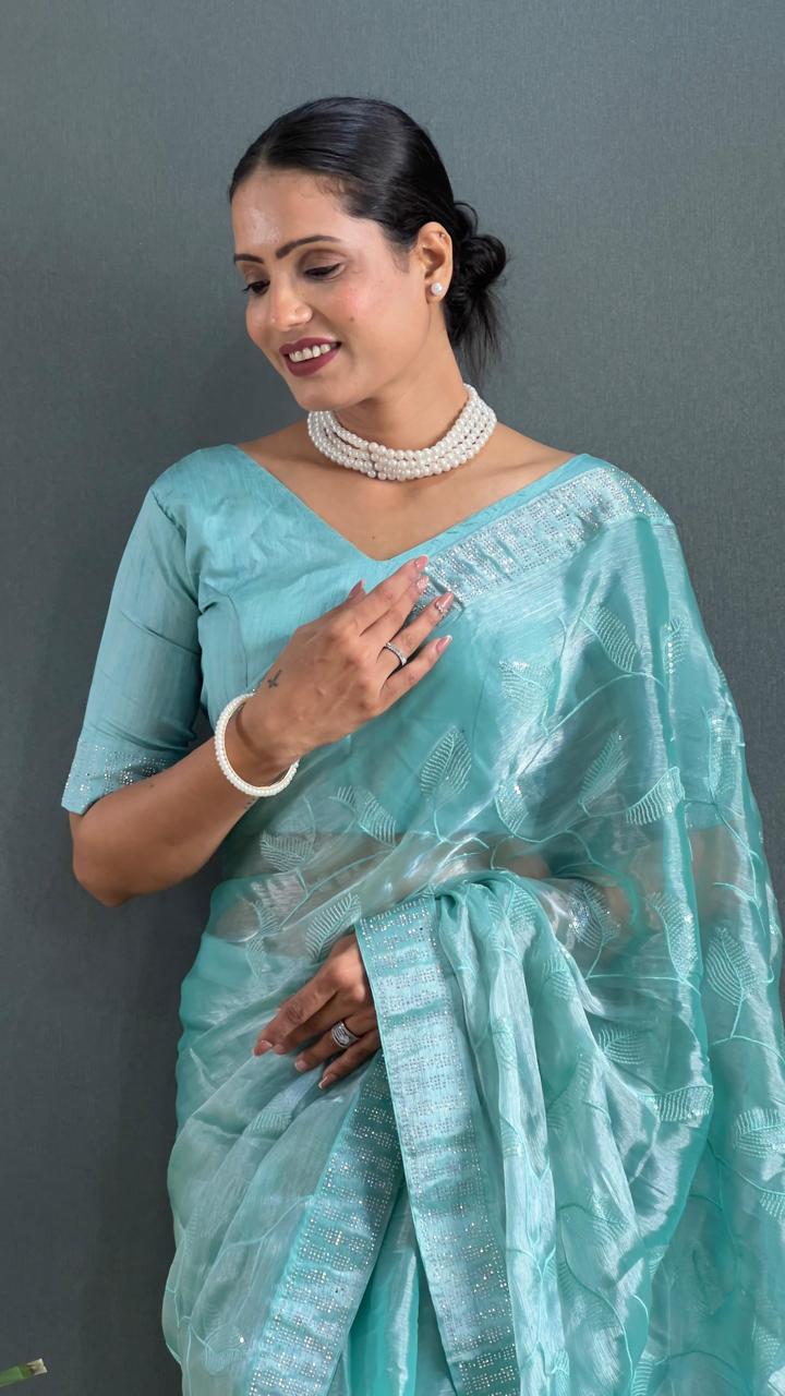 Blue Sarowski - (1 Minute Ready To Wear Saree)