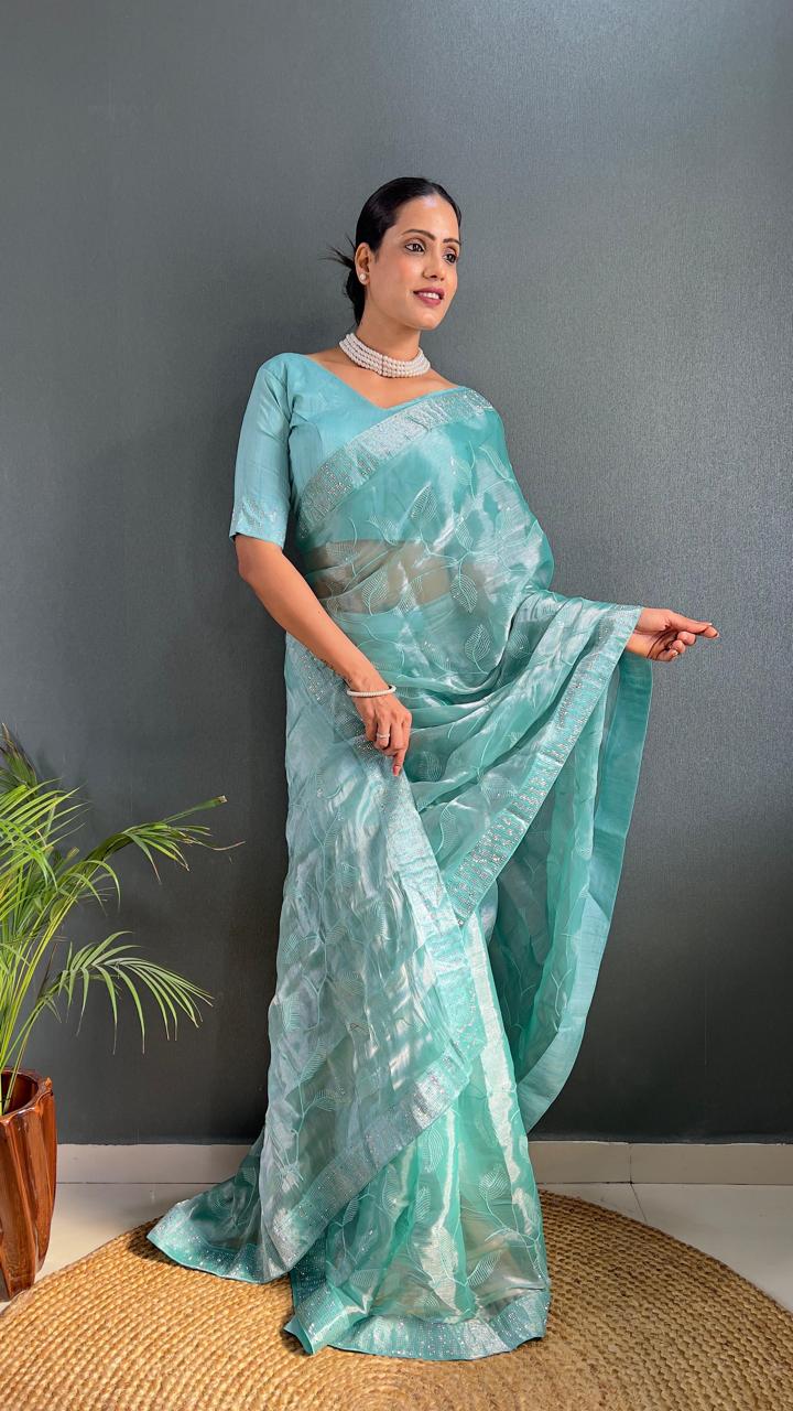 Blue Sarowski - (1 Minute Ready To Wear Saree)