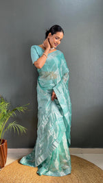 Load image into Gallery viewer, Blue Sarowski - (1 Minute Ready To Wear Saree)
