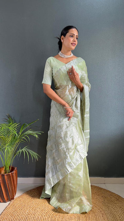 Green Sarowski - (1 Minute Ready To Wear Saree)