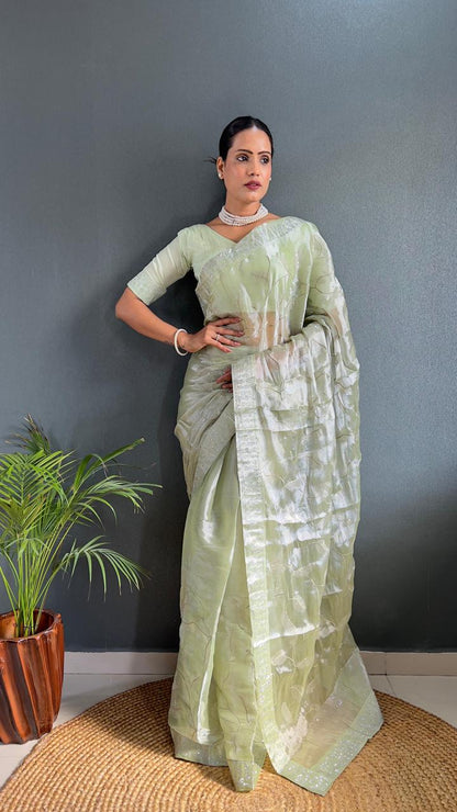 Green Sarowski - (1 Minute Ready To Wear Saree)