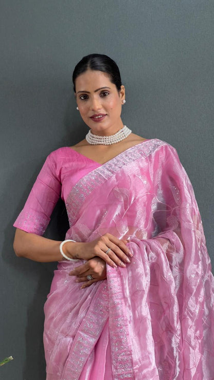 Pink Sarowski - (1 Minute Ready To Wear Saree)