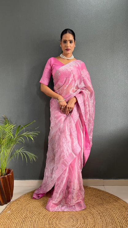 Pink Sarowski - (1 Minute Ready To Wear Saree)