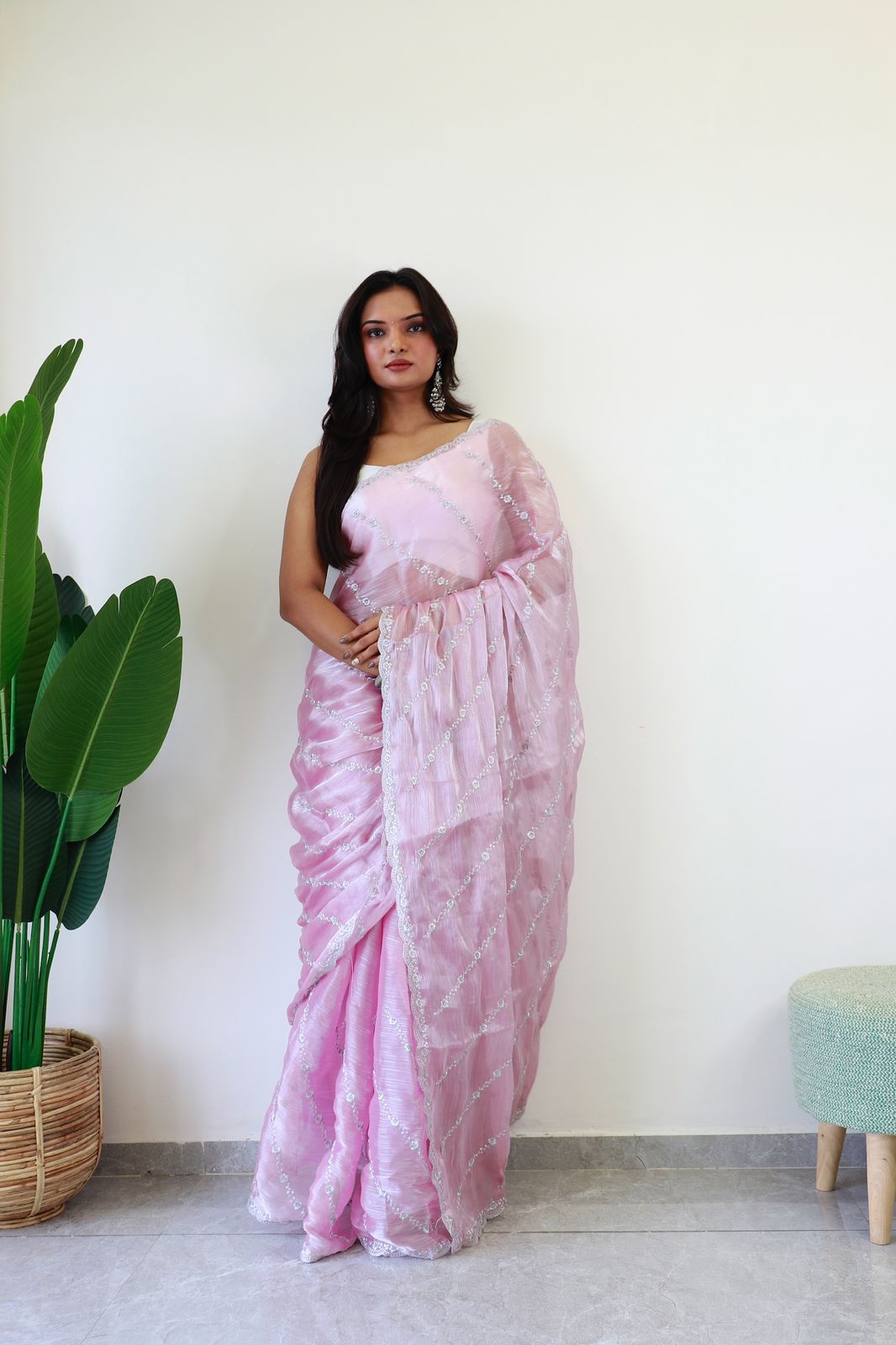 Baby Pink (1 Minute Ready To Wear Saree)