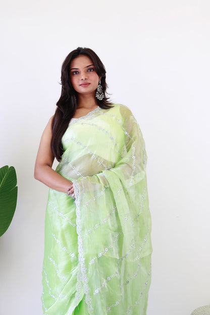 Green Apple (1 Minute Ready To Wear Saree)