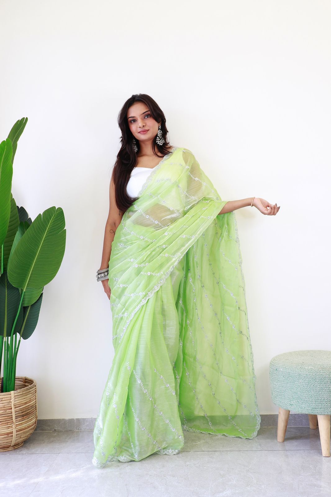 Green Apple (1 Minute Ready To Wear Saree)