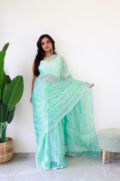 Light Blue (1 Minute Ready To Wear Saree)