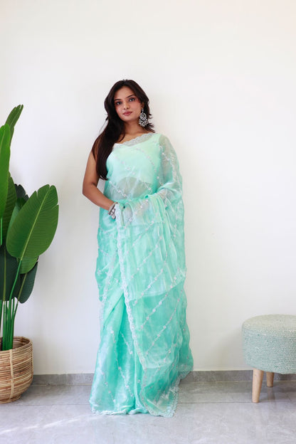 Light Blue (1 Minute Ready To Wear Saree)