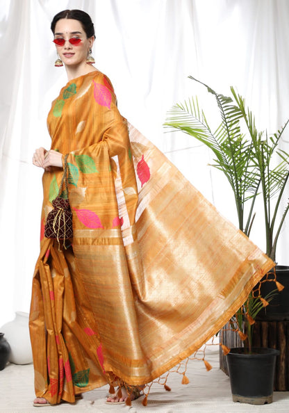 Orange Leafs (1 Minute Ready To Wear Saree)