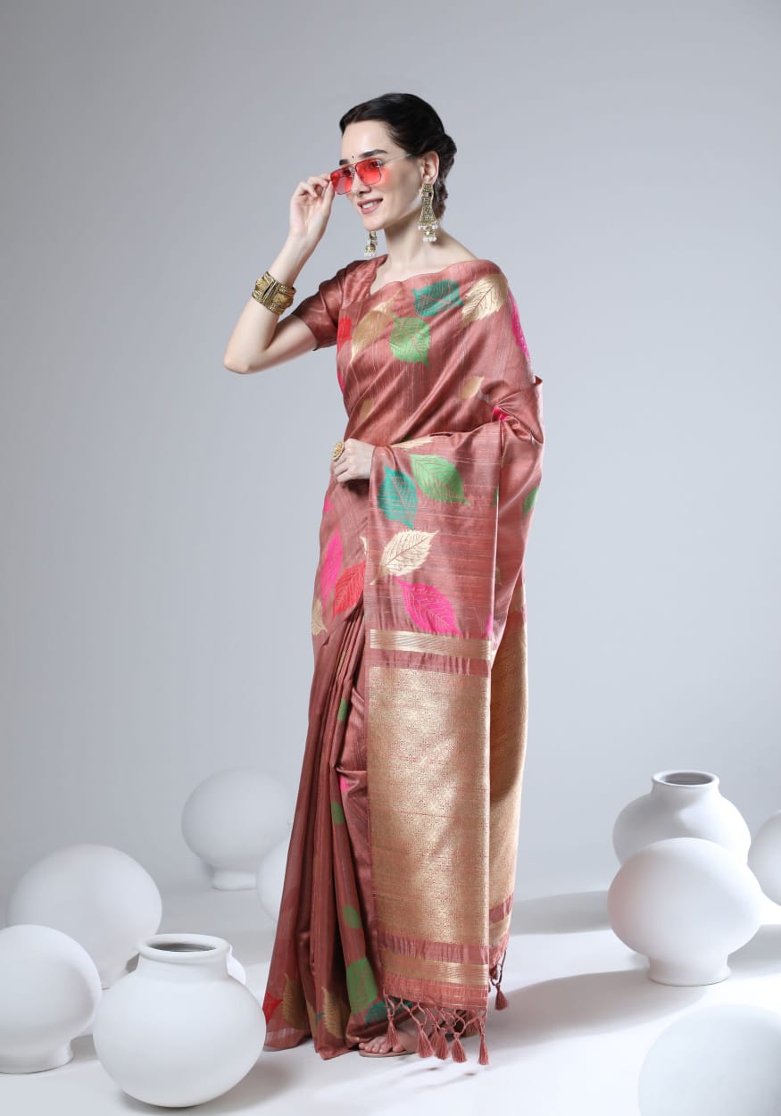 Peach Leafs (1 Minute Ready To Wear Saree