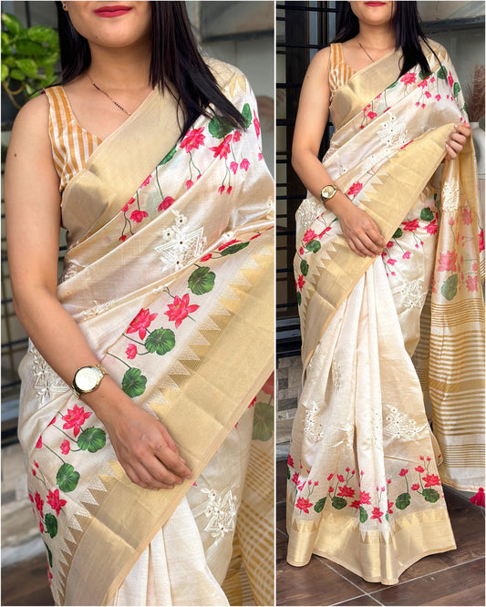 White Flowers (1 Minute Ready To Wear Sarees)