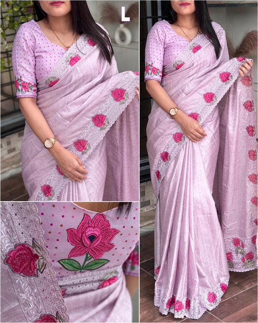 Pink Flowers (1 Minute Ready To Wear Saree)