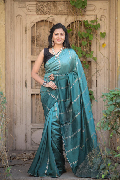 Blue Teal (1 Minute Ready To Wear Saree)