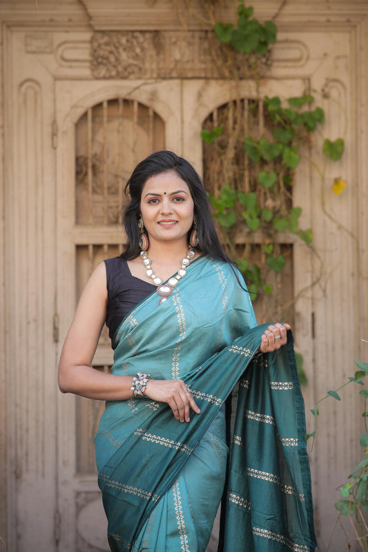 Blue Teal (1 Minute Ready To Wear Saree)