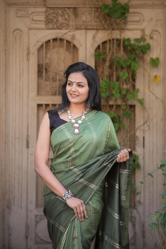 Olive Green (1 Minute Ready To Wear Saree)