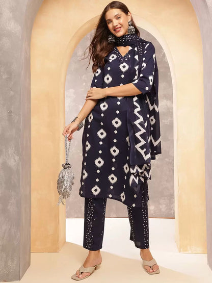 Suri ~ Navy Blue Kurit Set