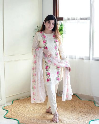 Safiya ~ White Embroidery Suit Set