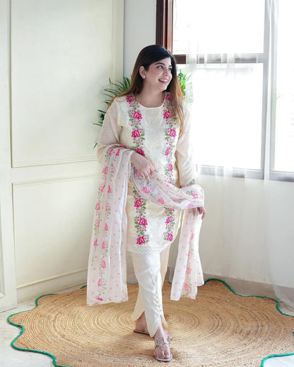 Safiya ~ White Embroidery Suit Set