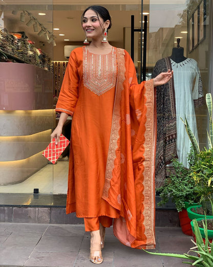 Pragya ~ Orange Suit Set