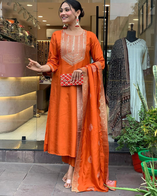 Pragya ~ Orange Suit Set