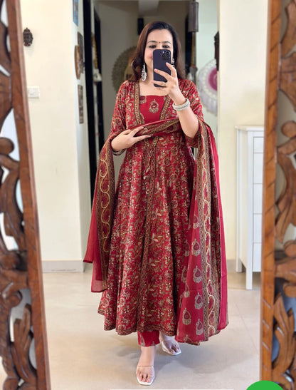 Zuri ~ Red Anarkali Suit Set