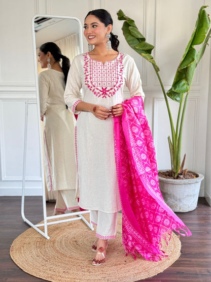 Sufi ~ Pink Embroidery Suit Set