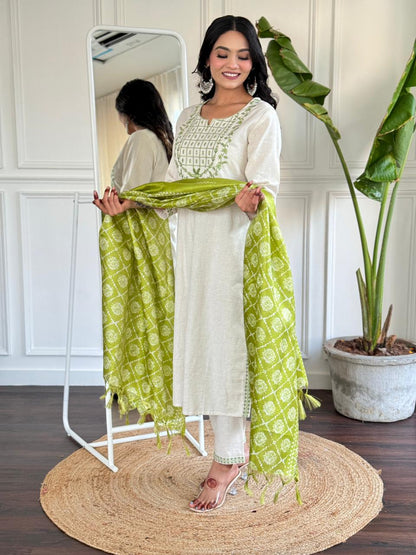 Aneri ~ Green Embroidery Suit Set