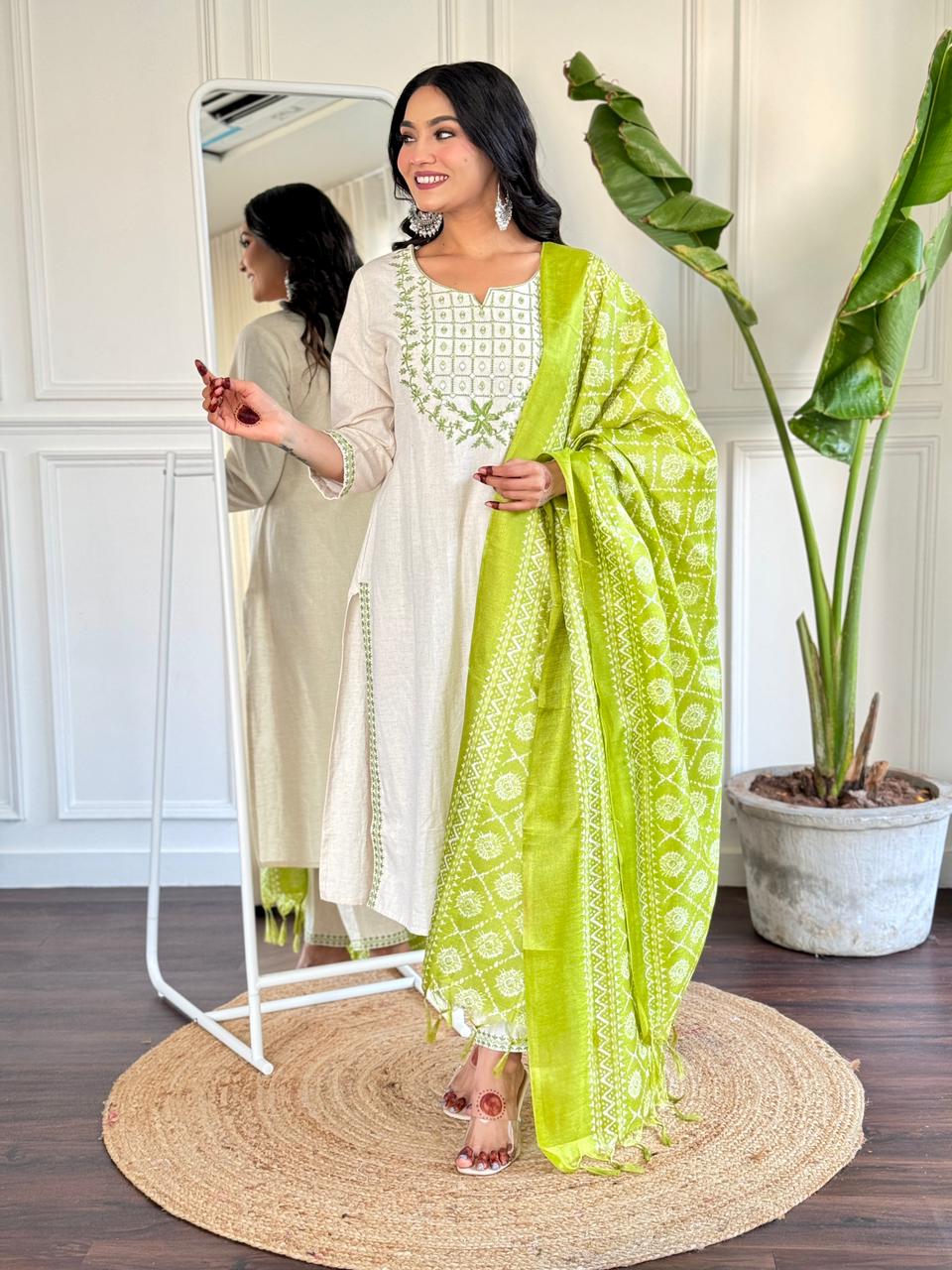 Aneri ~ Green Embroidery Suit Set