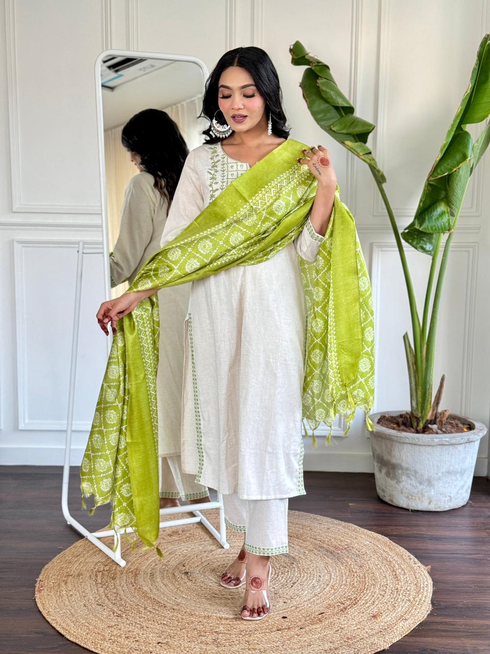 Aneri ~ Green Embroidery Suit Set