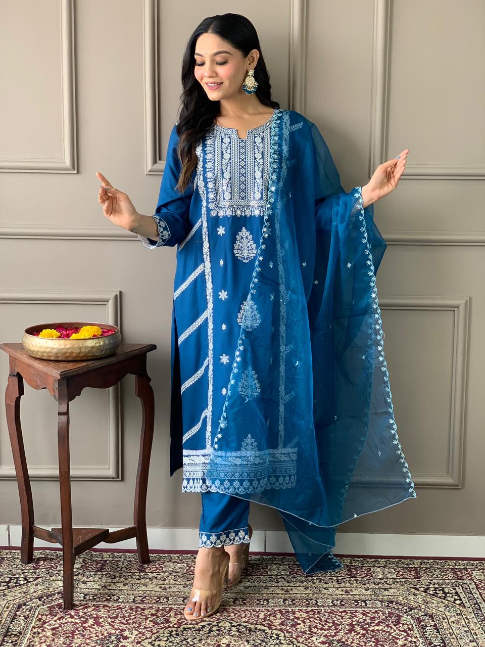 Ambar ~ Blue Embroidery Anarkali