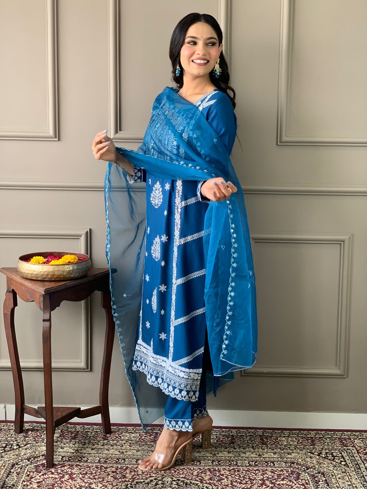 Ambar ~ Blue Embroidery Anarkali