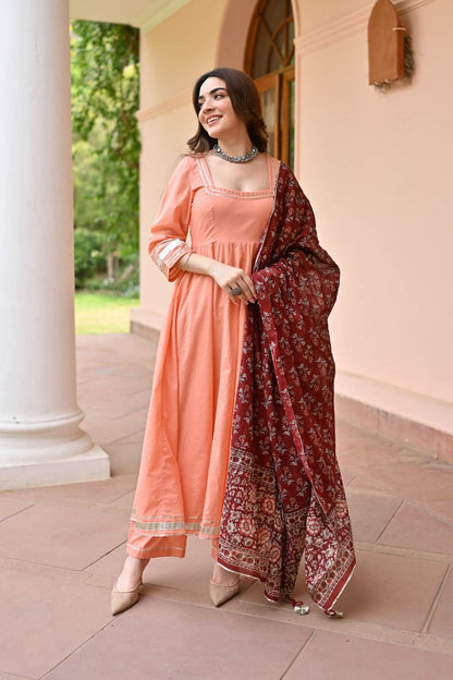 Nirvi ~ Peach Kurti Set