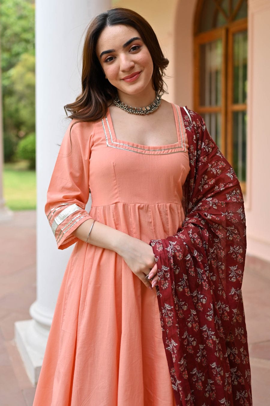 Nirvi ~ Peach Kurti Set