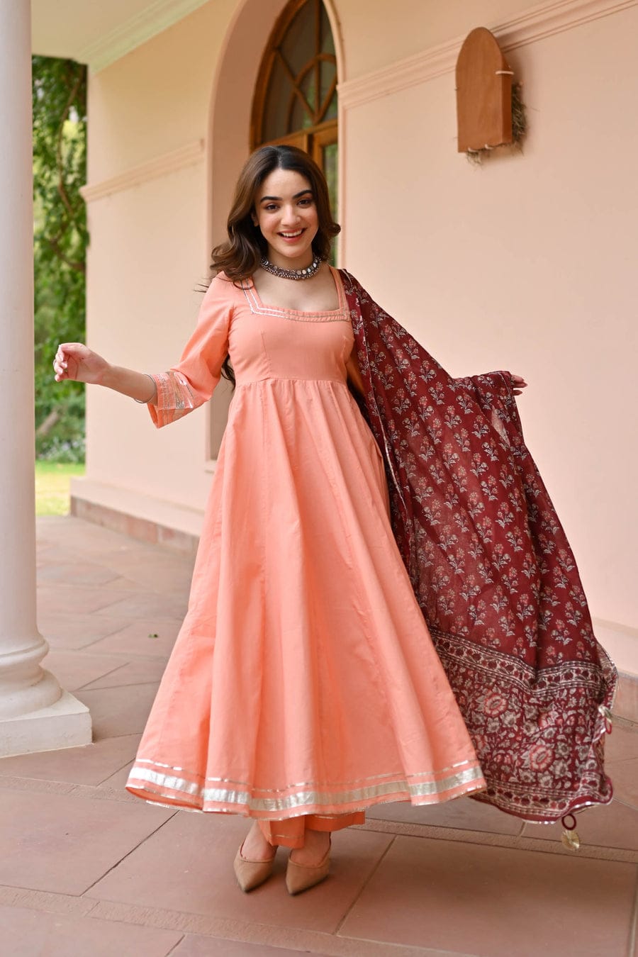 Nirvi ~ Peach Kurti Set