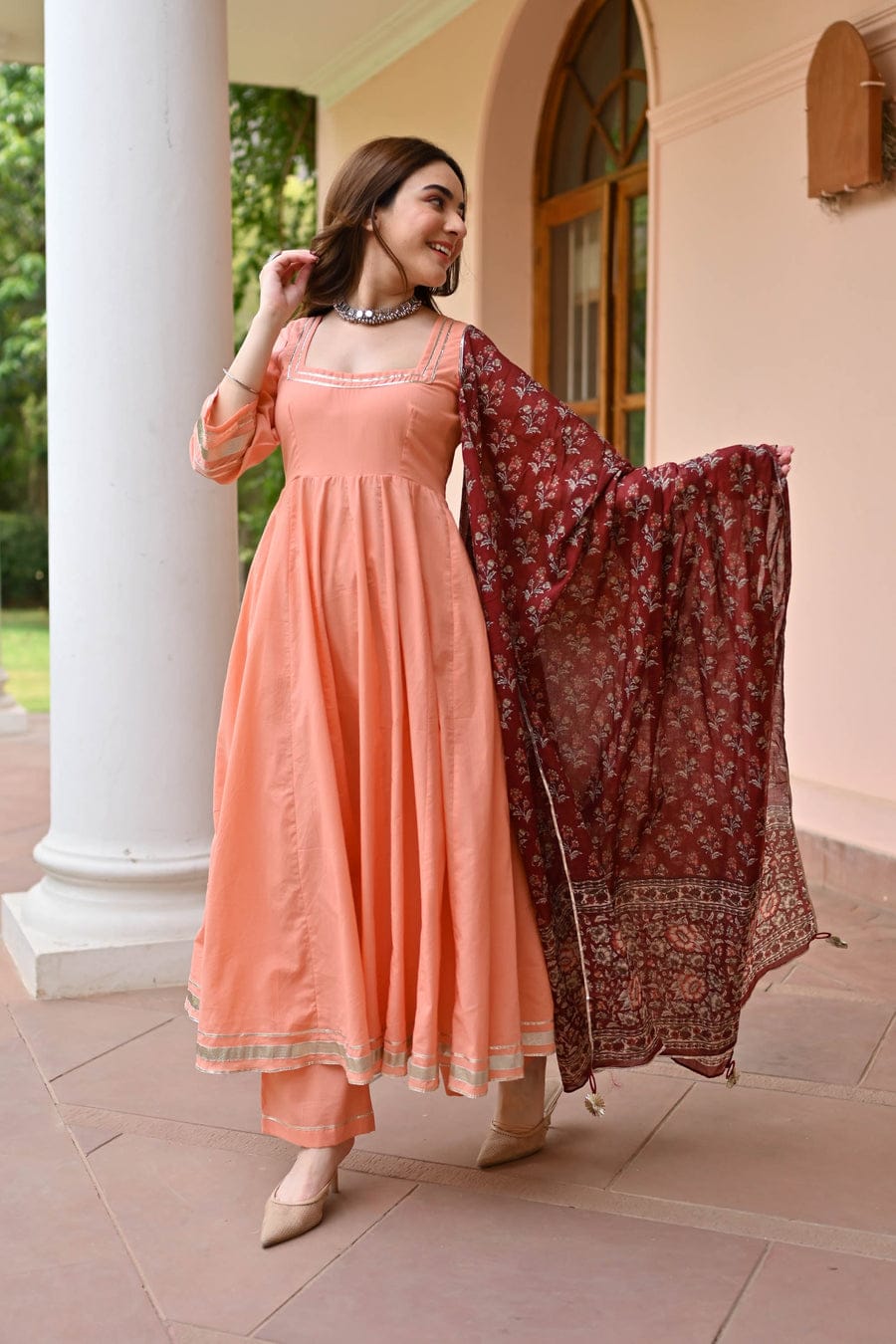 Nirvi ~ Peach Kurti Set