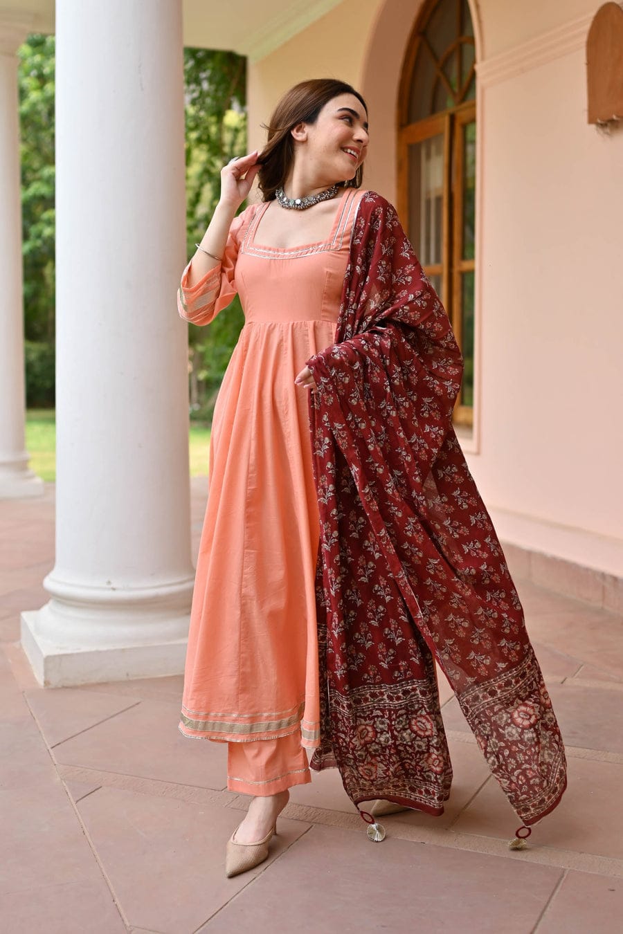 Nirvi ~ Peach Kurti Set