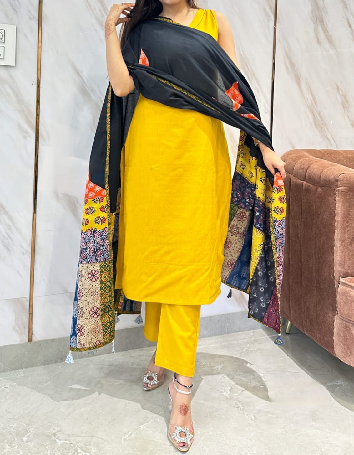 Sunaina ~ Yellow Black Suit Set