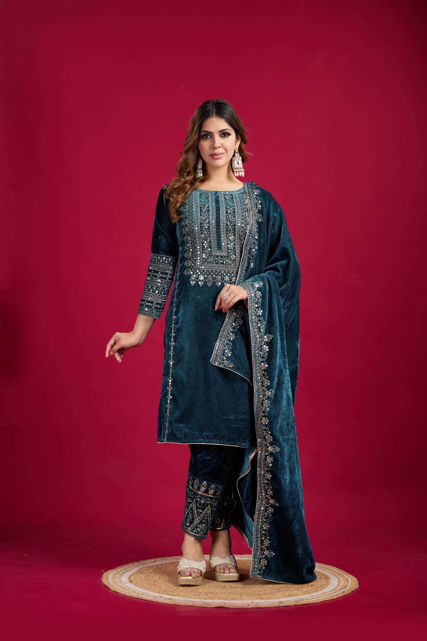 Abhi ~ Embroidery Work Suit Set