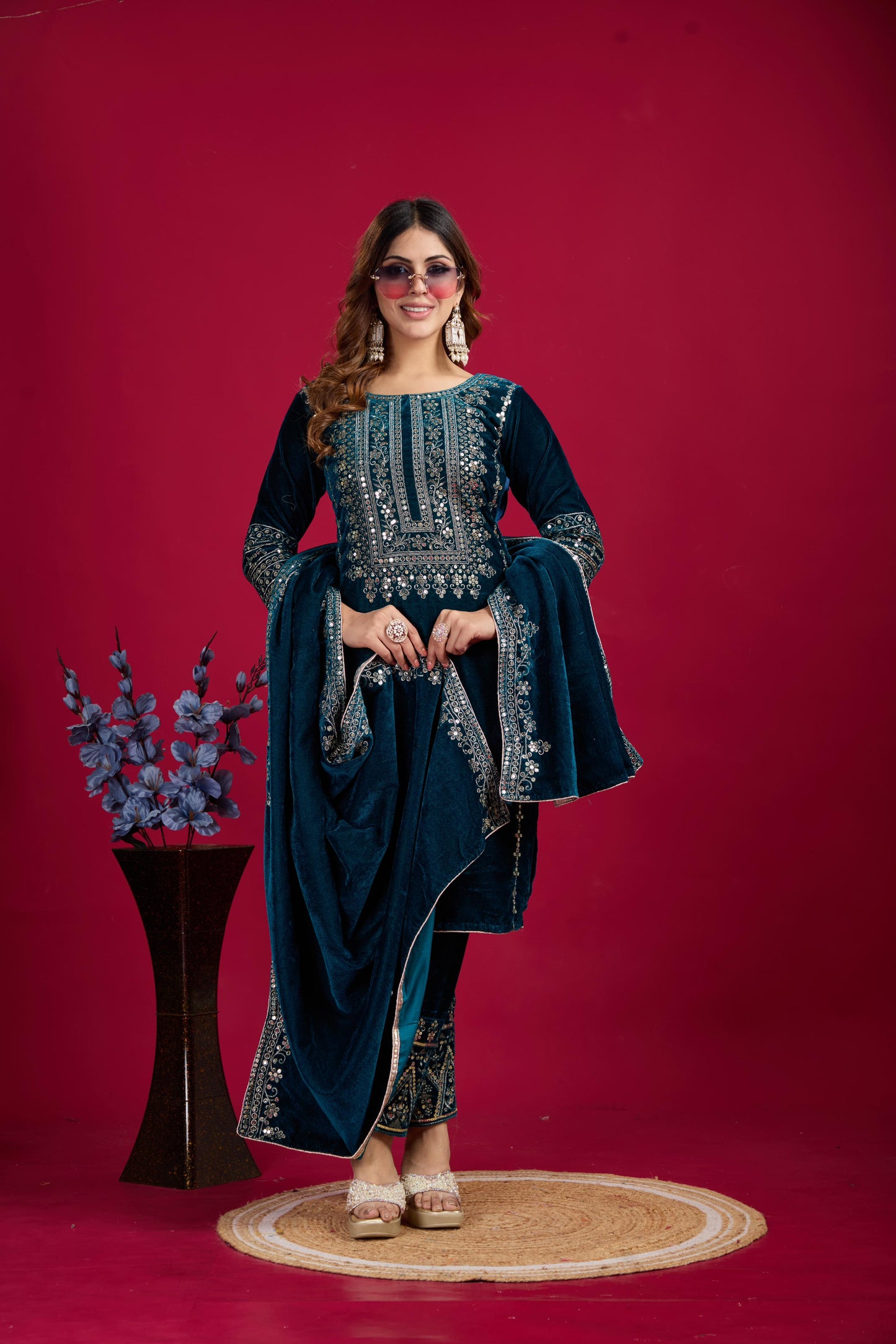 Abhi ~ Embroidery Work Suit Set