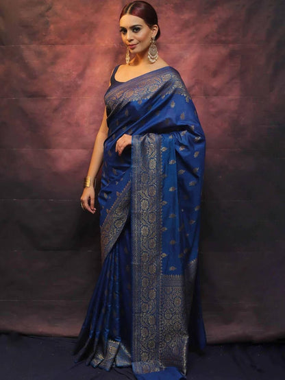 Blue Peacock Silky (Soft Art Silk Saree)