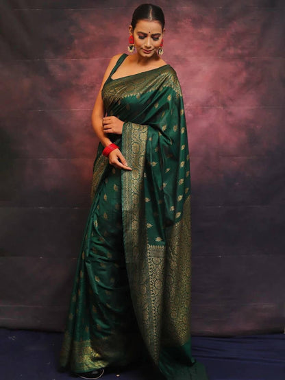 Bottle Green (Soft Art Silk Saree)