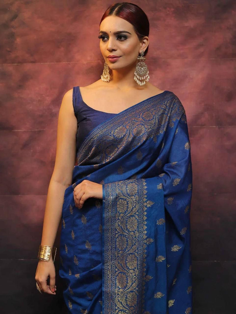 Blue Peacock Silky (Soft Art Silk Saree)